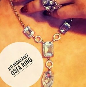 JLo faux diamond necklace and one size ring